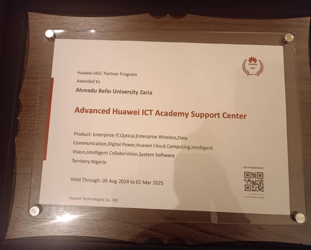 ABU bags ‘Advanced Huawei ICT Academy Support Centre’ award