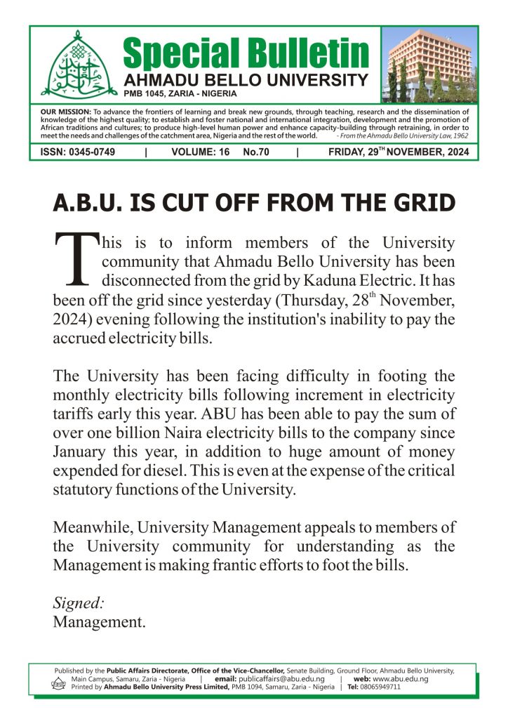 A.B.U. is Cut Off from the Grid