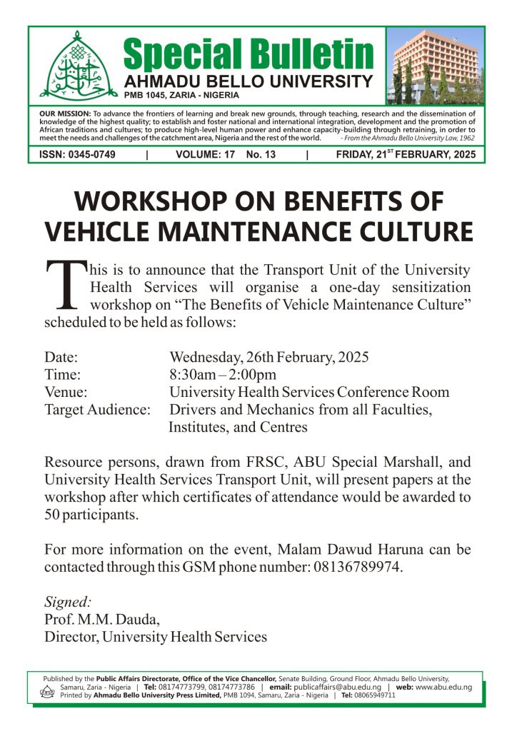 Workshop on Benefits of Vehicle Maintenance Culture