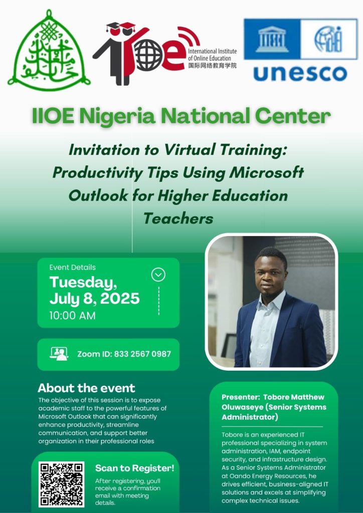 Invitation to Virtual Training: Productivity Tips Using Microsoft Outlook for Higher Education Teachers