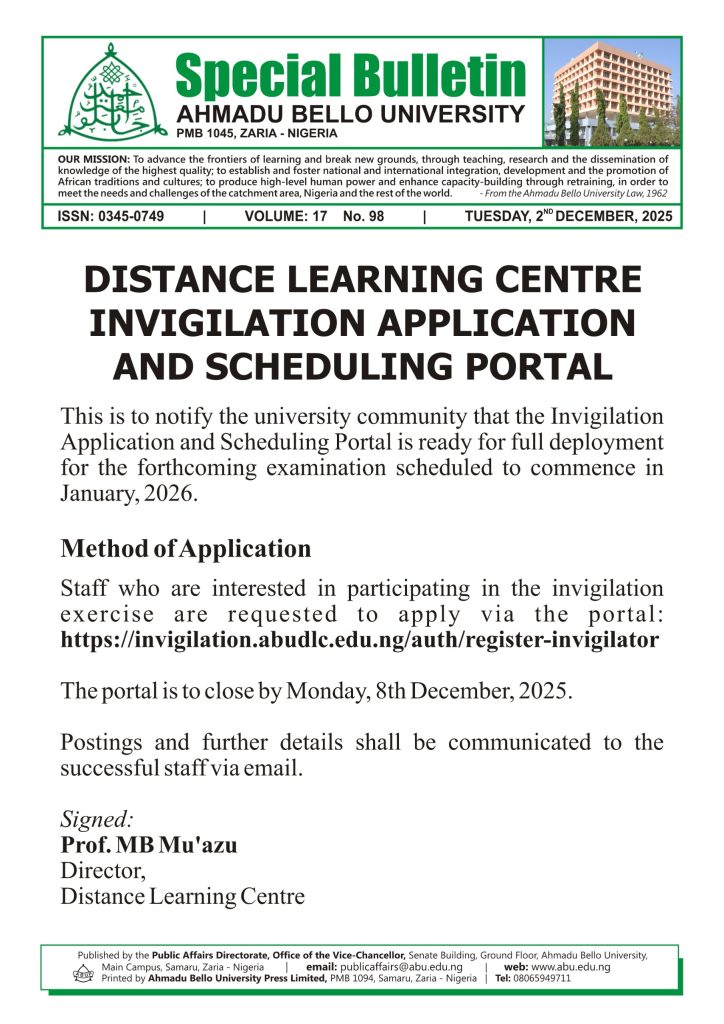 Distance Learning Centre Invigilation Application and Scheduling Portal
