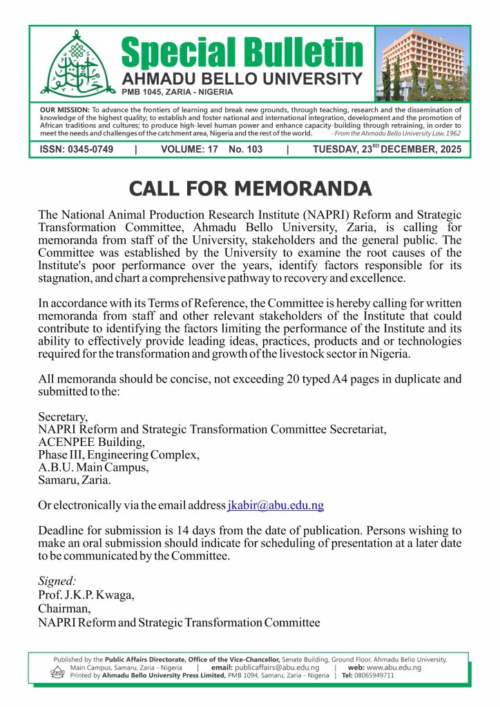 Call for Memoranda