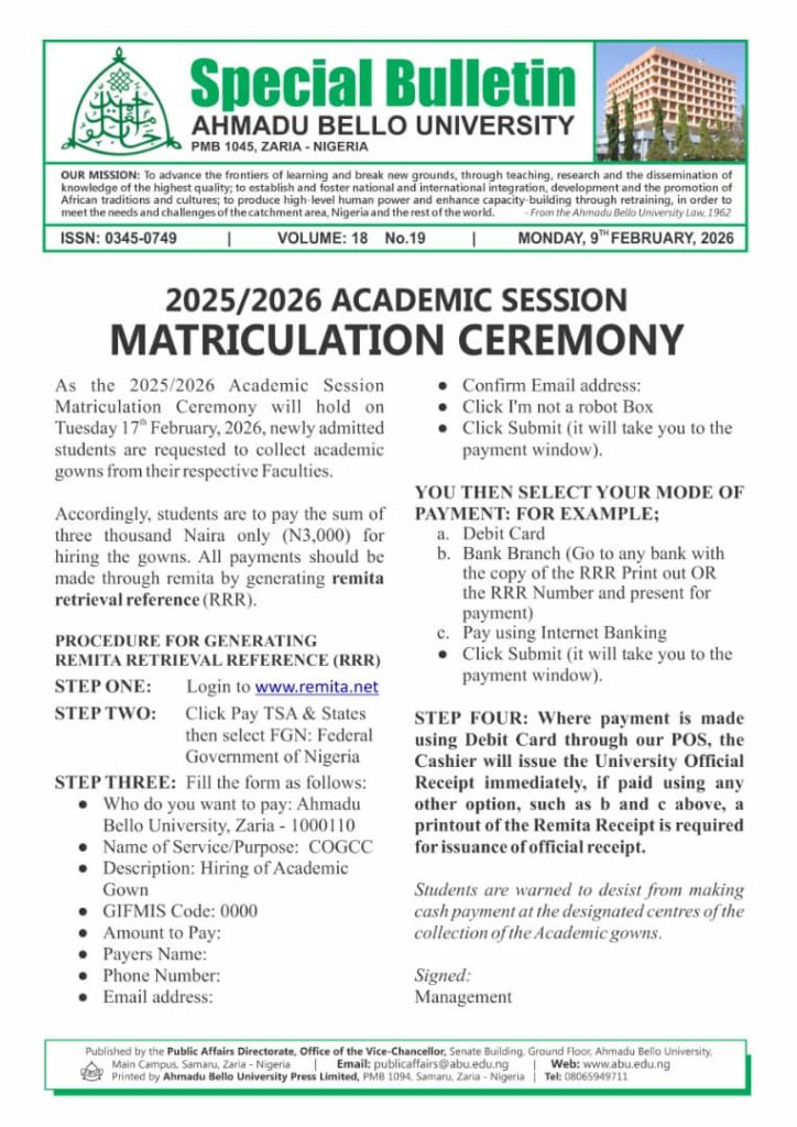 2025/2026 Academic Session Matriculation Ceremony