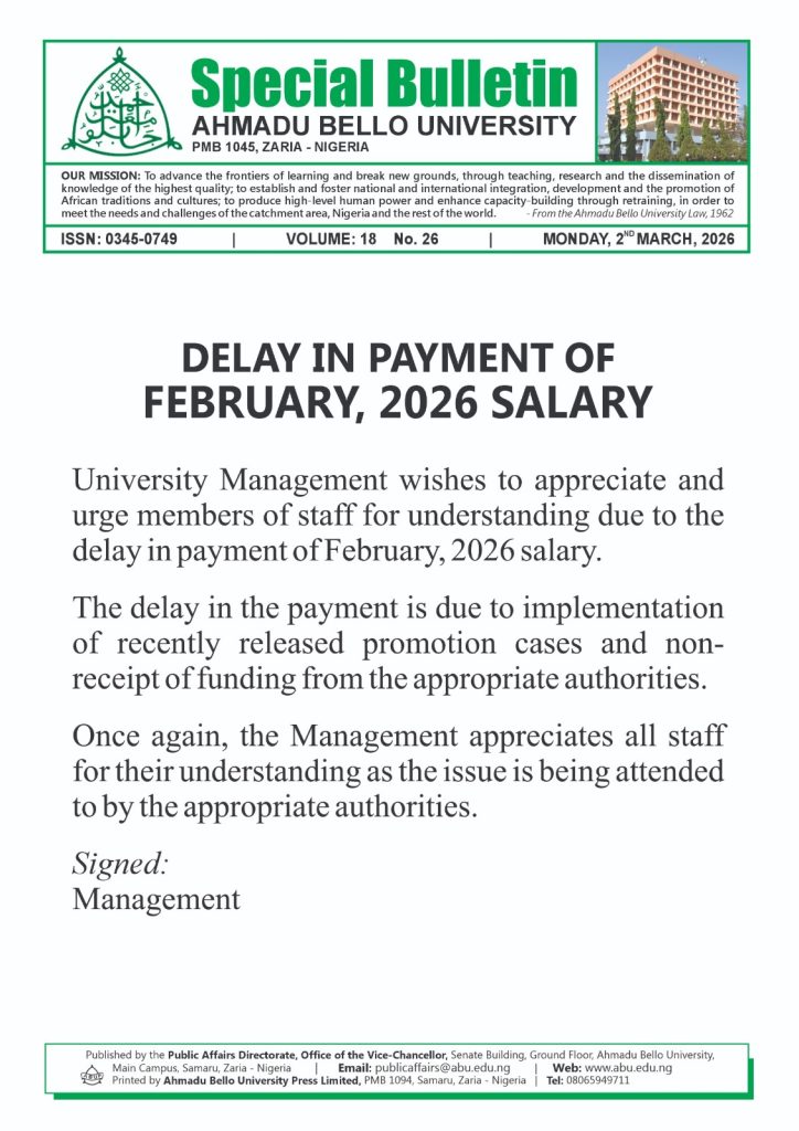 Delay in Payment of February, 2026 Salary