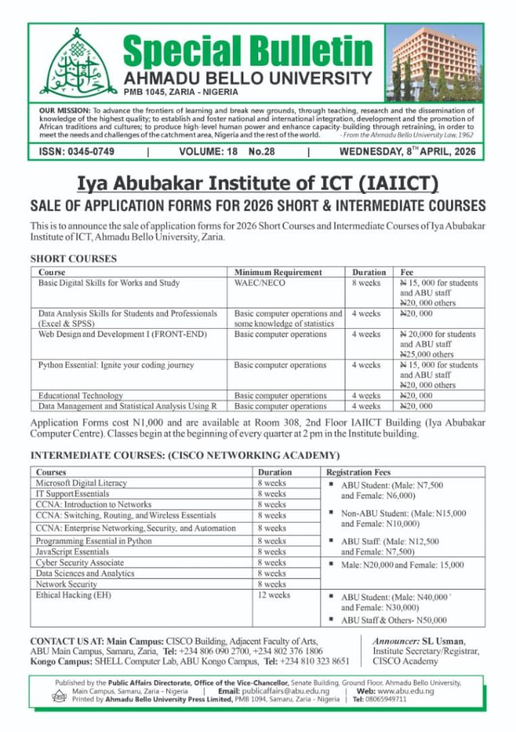 IAIICT Sales of Application Forms for 2026 Short & Intermediate Courses