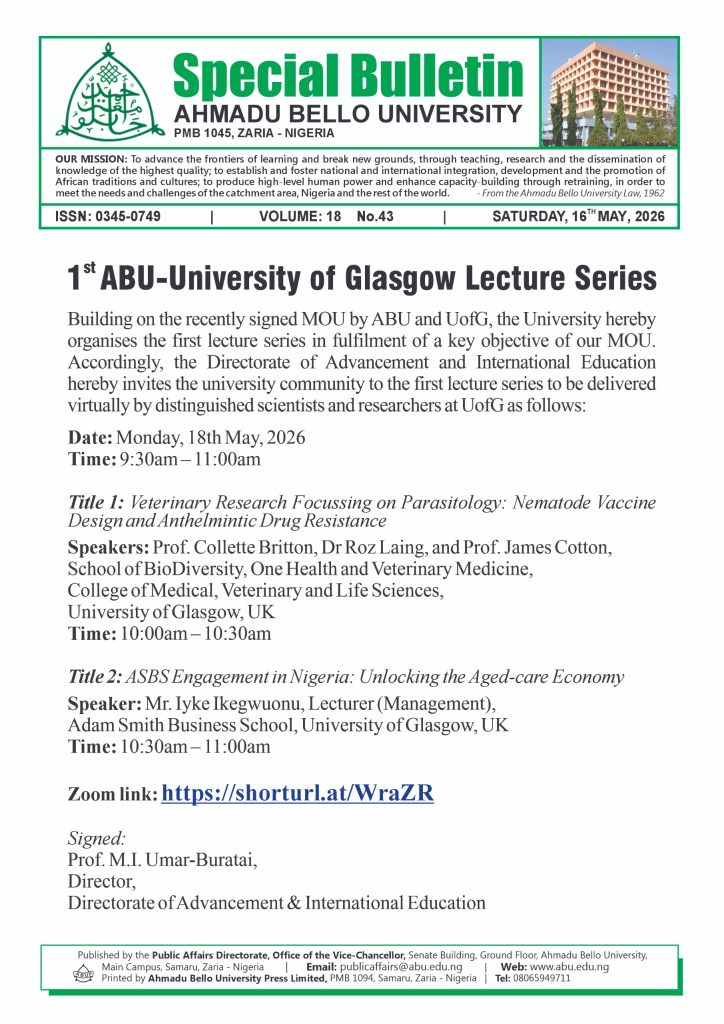 1st ABU-University of Glasgow Lecture Series