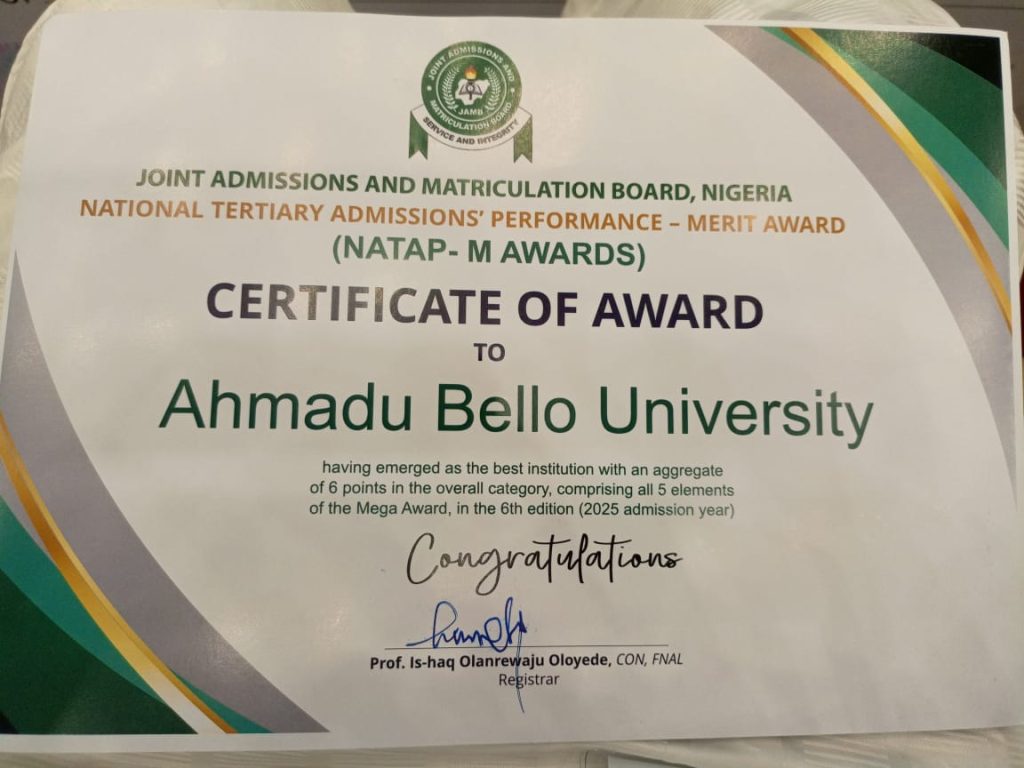 ‘Why ABU was awarded N40m nominal prize despite being 1st place winner of JAMB award’