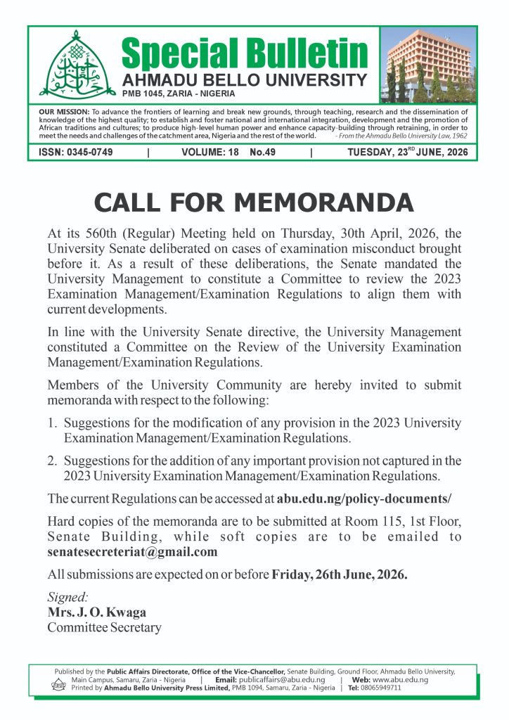 Call for Memoranda