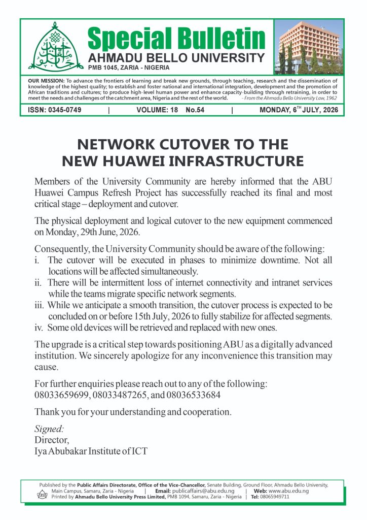 Network Cutover to the New Huawei Infrastructure